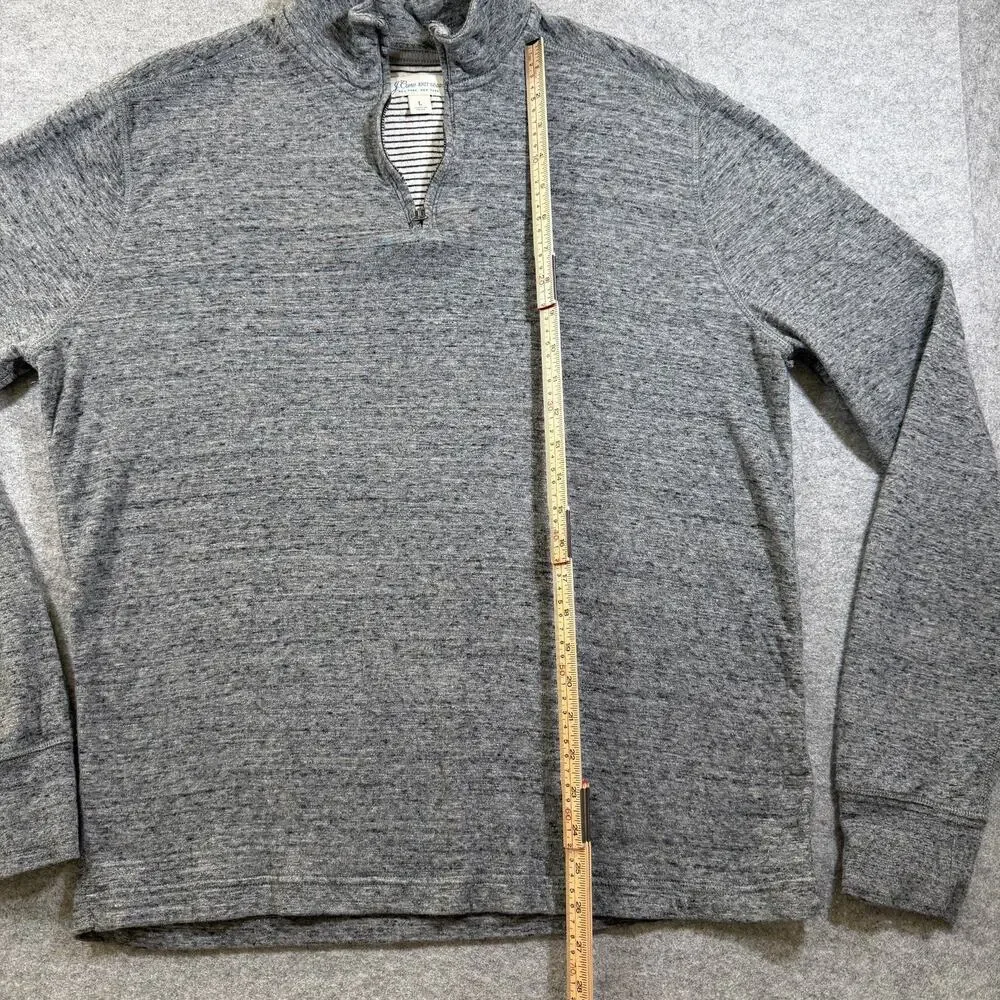 J.Crew Knit Goods 1/4 Zip Pullover Mens L Heather Gray Cotton Preppy Sweater